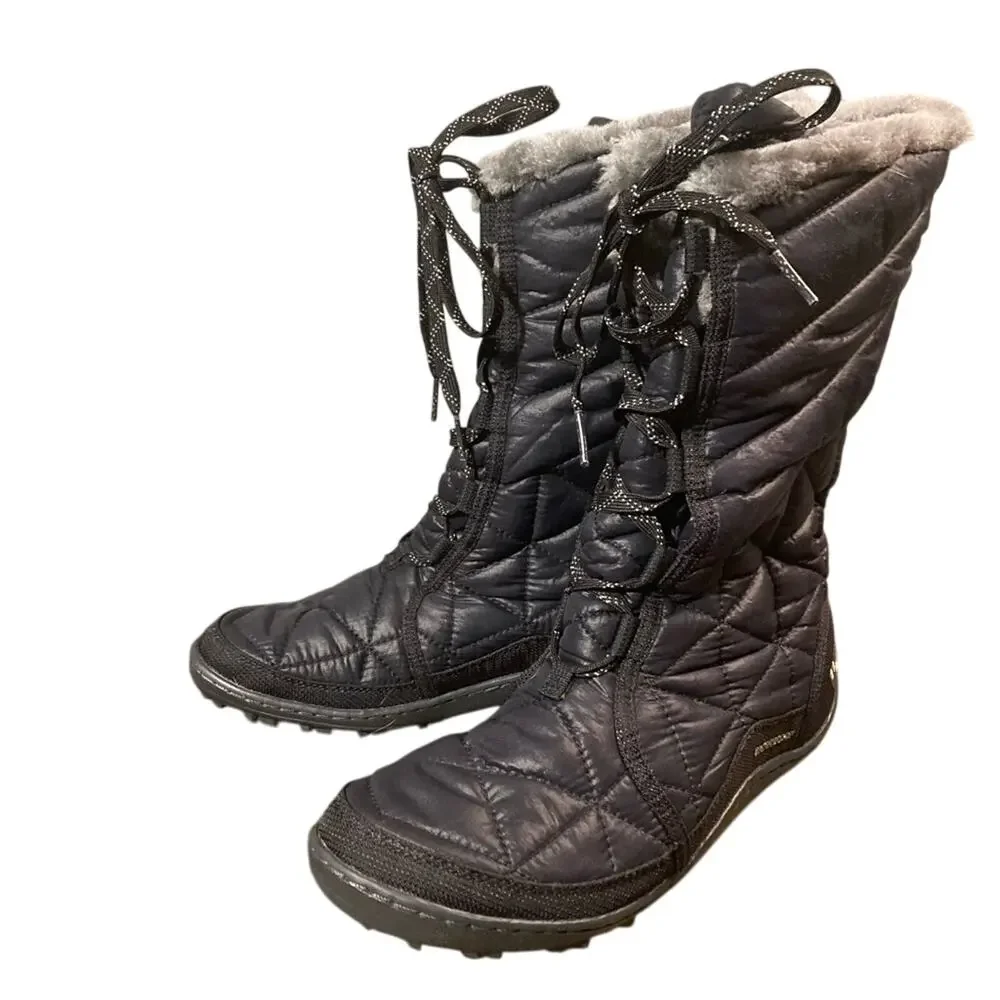 Columbia 200 Grams boots women's  size 7 Black quilted‎ faux fur omni grip